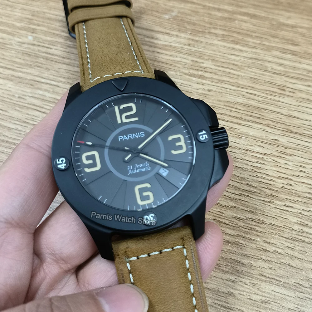 Parnis 47mm Sapphire Glass Miyota8215 Automatic Men's Military Watch Luminous Marker