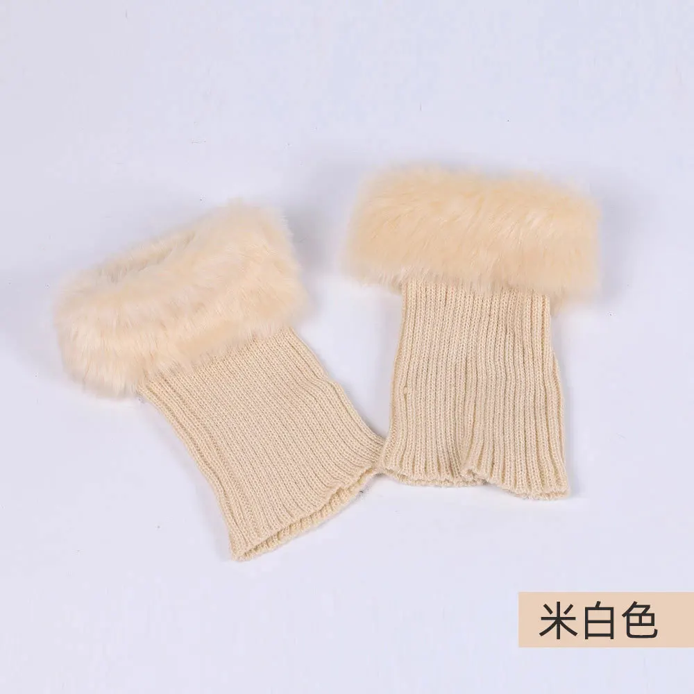 패션 여성 봄 겨울 니트 숏 레그 커버 여성 인조 렉스 퍼 니패드 레그 워머 손목 보호대 소녀 선물