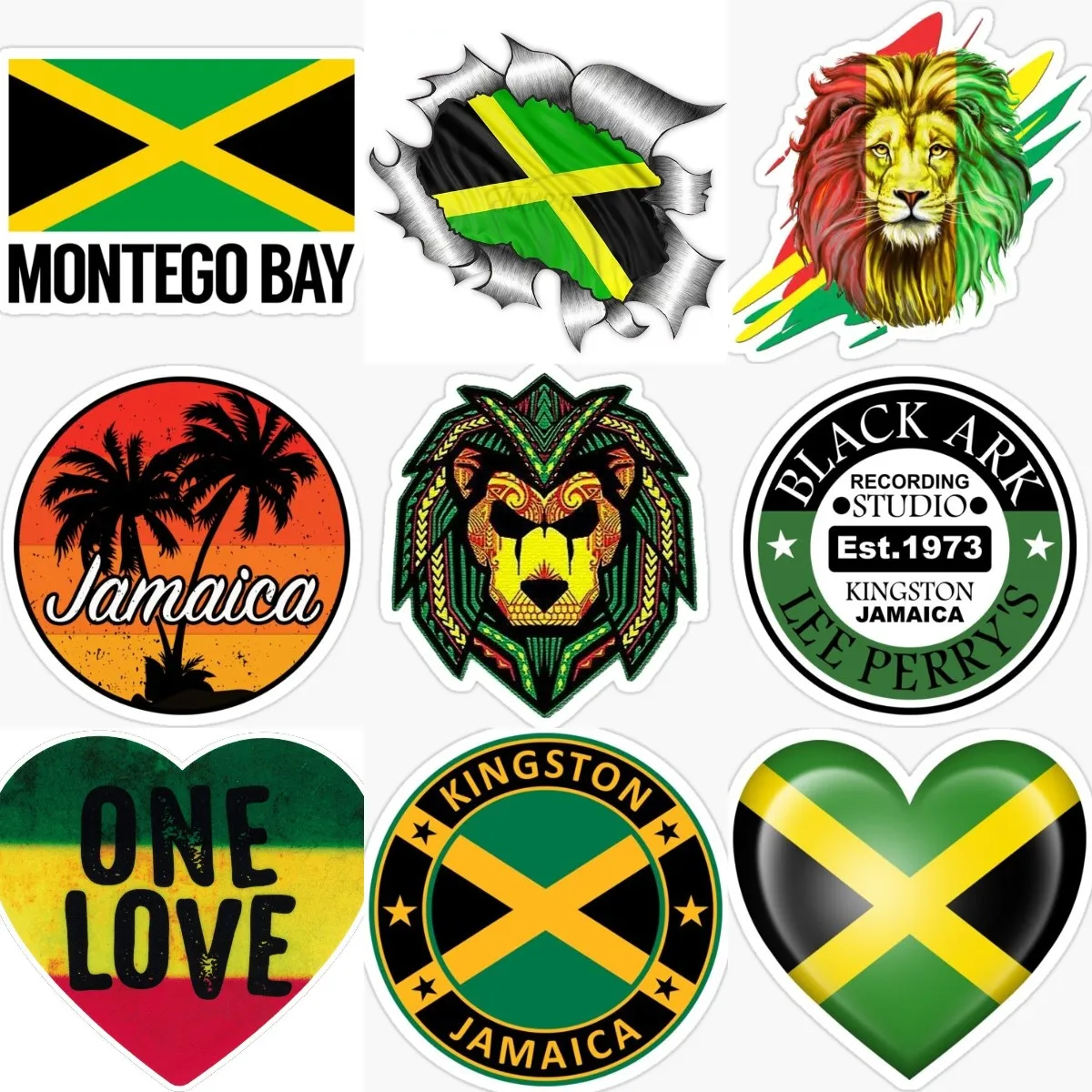 Jamaica Flag Lion Sticker for Covered Scratch Decorate Laptop Truck Window Car Camper Wall Room Fridge Van Helmet Customizable