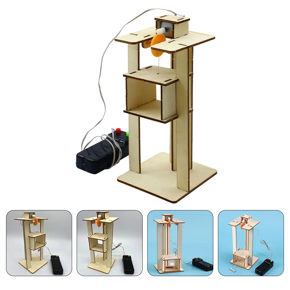 2 Pcs Elevator Model Toys Science Experiment Projects Wooden Educational Experiments Kit