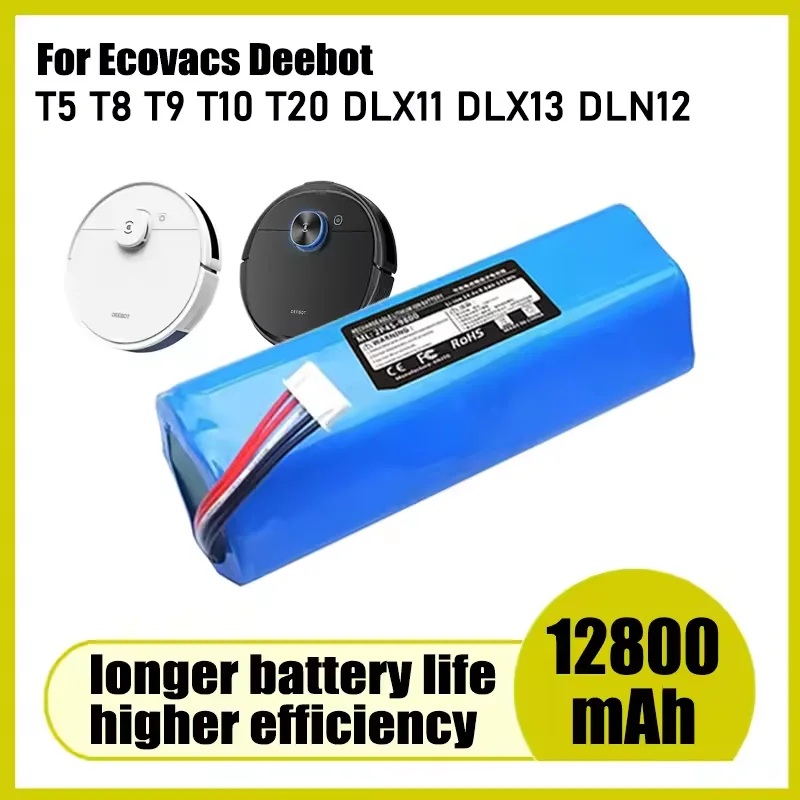 NEW For Ecovacs Deebot Ozmo T5 T8 T9 T10 T20 DLX11 DLX13 DLN12 X1 X1oni X1 Robot Vacuum Cleaner Battery, 14.4V 12800mAh