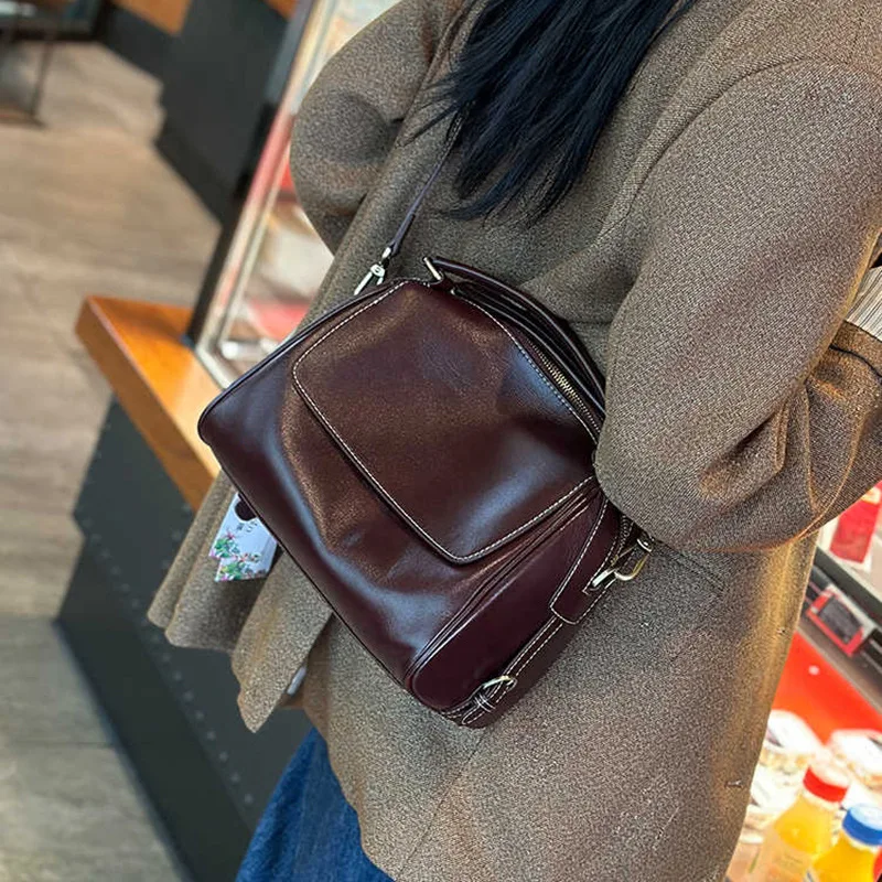 

New Arrive Women's Genuine Leather Handbags Fashion Shoulder Bags Ladies Luxury Messenger Bags Vintage Crossbody Bags