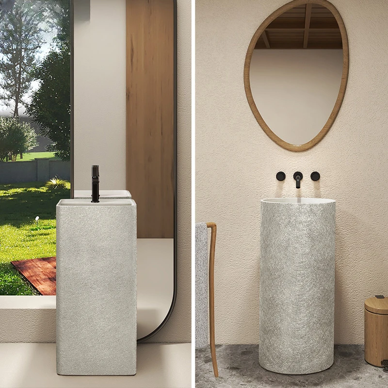 Designers, residential columns, basins, floor-standing integrated artistic hand-washing basin, personalized and creative silk