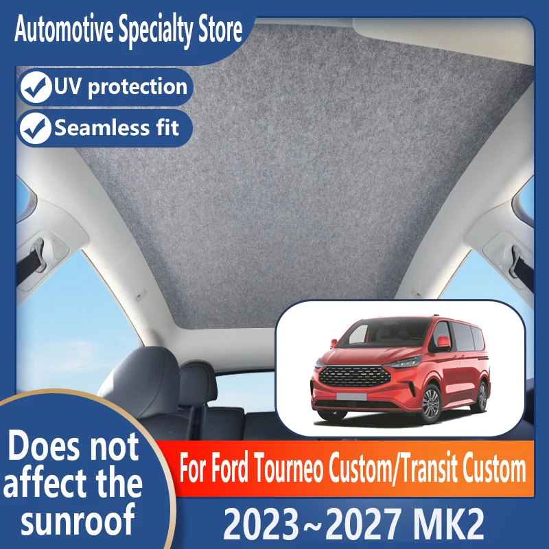 Für Ford Tourneo Custom 2023~2027 Panorama-Schiebedach Isolierung Dach Elektrostatische Adsorption Wildleder-Stoff Sonnenschutz Anti-UV