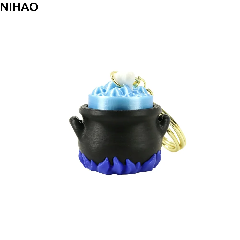 3D Printed Halloween Pumpkin Clicker Keychain Witch Pot Black Cat Mini Button Fidget Pocket Keyring Gothic Style