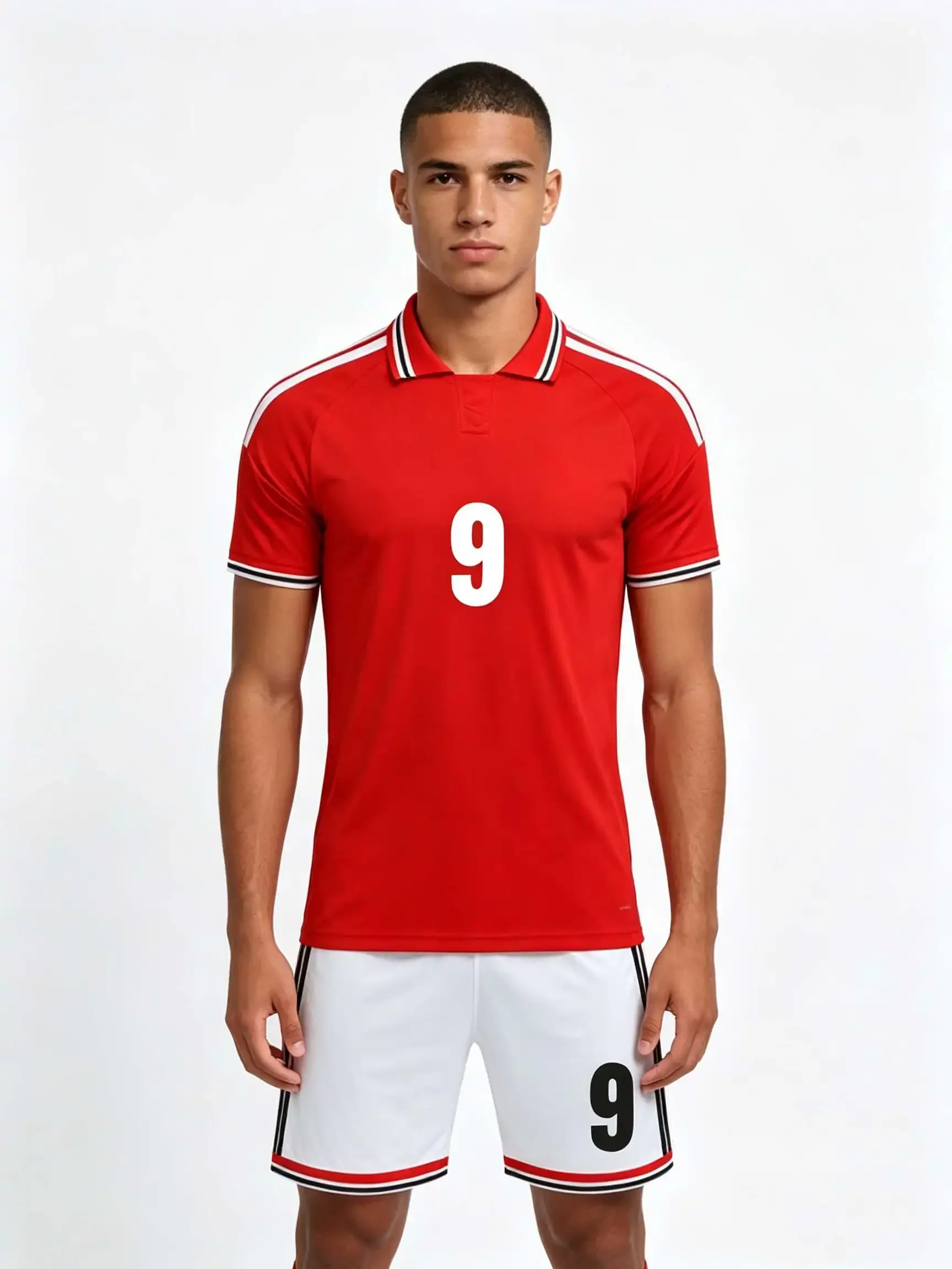 26/27 Unisex Blank Soccer 2‑Piece Set, Kids Adults Parent‑Child Kit, Custom No.1 9 10 for School Outdoor Team Sports red 10