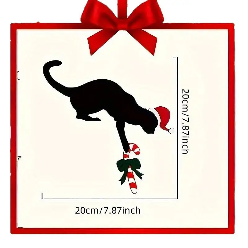 Lustige, bezaubernde, katzenförmige Weihnachts-Tür-Eckdekoration – rustikales Holzimitat, perfekt für die Urlaubsatmosphäre