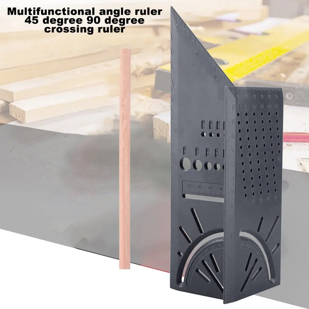 Multi-Function Square 45 Degree 90 Degree Ruler 3D Woodworking Stop Type Gauge Stop Point Ruler Angle Measurement Square Ruler