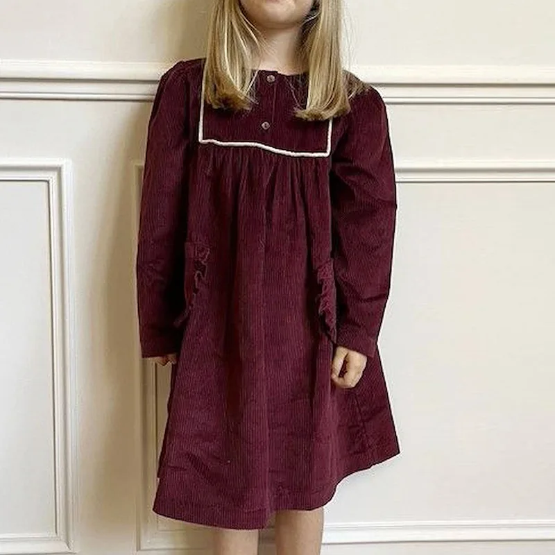 kids dress 24 winter girls cute corduroy long sleeve princess dresses