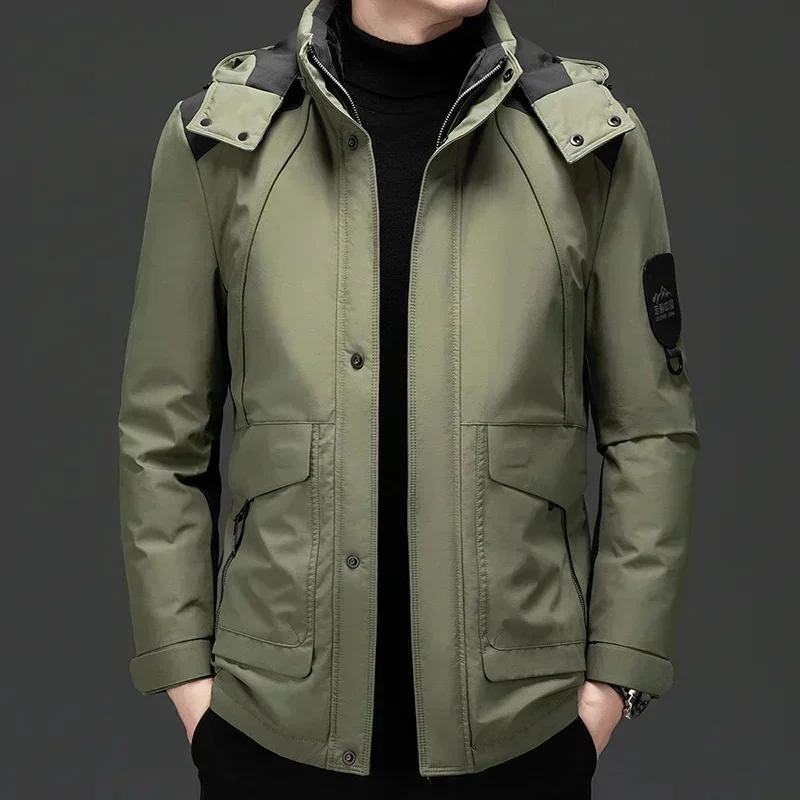 Doudoune coupe-vent et imperméable pour homme, manteau chaud Jack, poignées épaisses, doublure amovible, hiver, nouveau, 2025