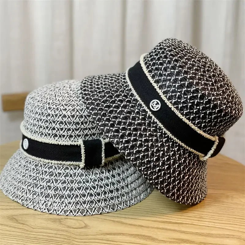

New M Letter Bucket Hat Straw Hat Women Spring&summer Travel Sunshade Japanese Internet Celebrity Basin Hat Tide 2025