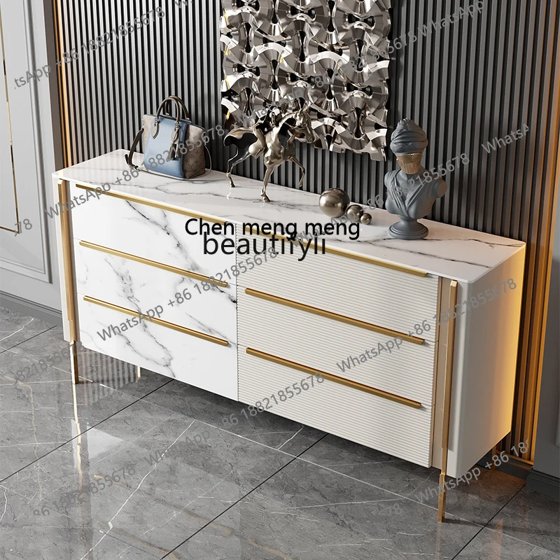 

FHLight luxury solid wood, American rock slab living room decorative cabinet, wall side storage storage H