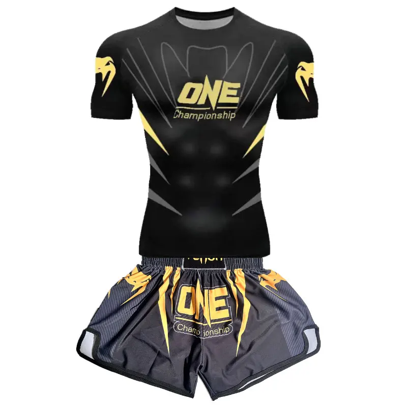 MMA Sports Suit Fitness Running Boxing Shorts Training Boxing Sports T-shirt Quick Drying Clothes Fighting Exercise Sets