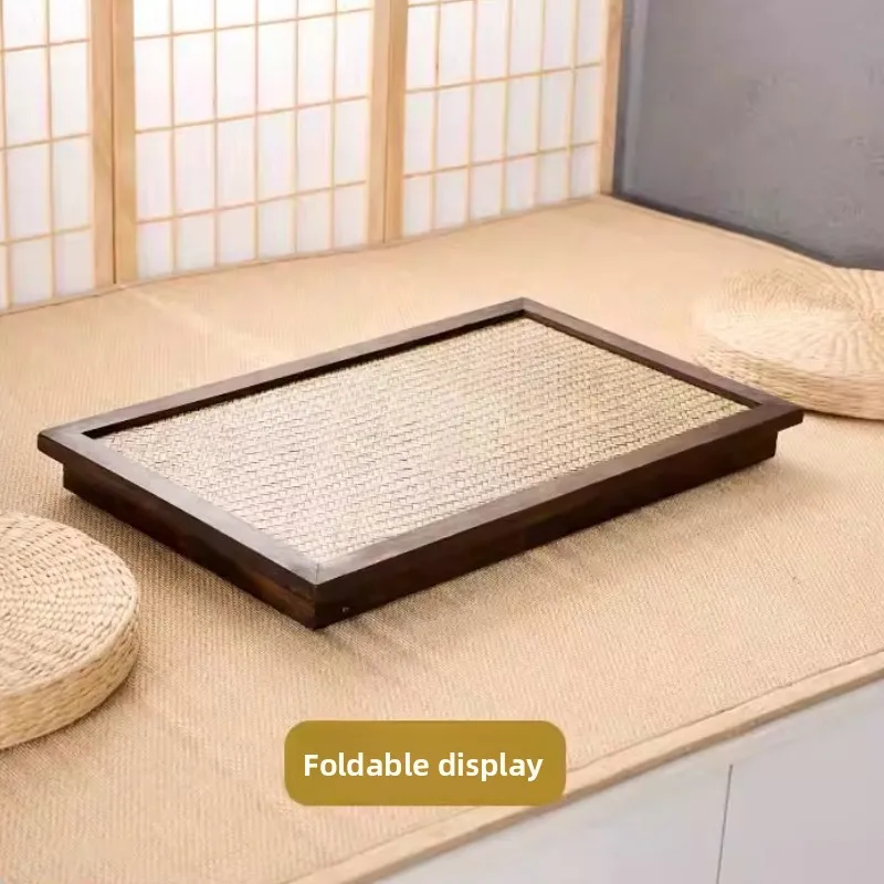 Foldable Tatami Table Creative Low Coffee Tables for Balcony Solid Wood Tea Table for Bay Window Japanese Style Compact Tea Tray