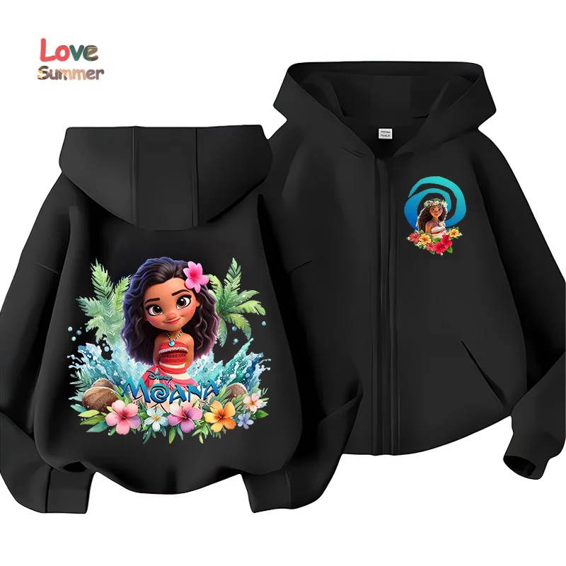 سترة ديزني موانا 2 للأطفال معطف فتاة أنيمي الكرتون المطبوعة سترة واقية مقنعين الموضة العصرية Kawaii ملابس أطفال هدية