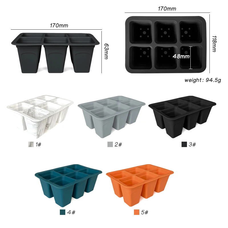 1Pc Seed Starter Tray 6 Cells Silicone Seedling Planting Tray With Drain Holes Reusable Gardening Seedling Germination Container