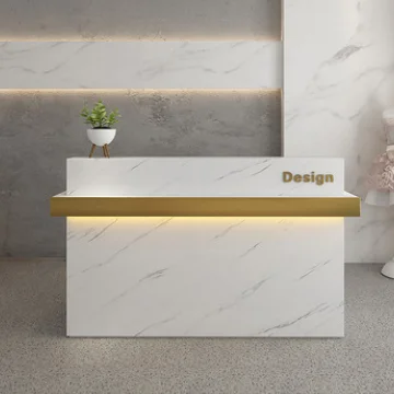 

Современный офисный ресепшн-стол из МДФ для салонов красоты и торговых центров, простой дизайн, индивидуальный размер/цвет, прочный, экологичный.