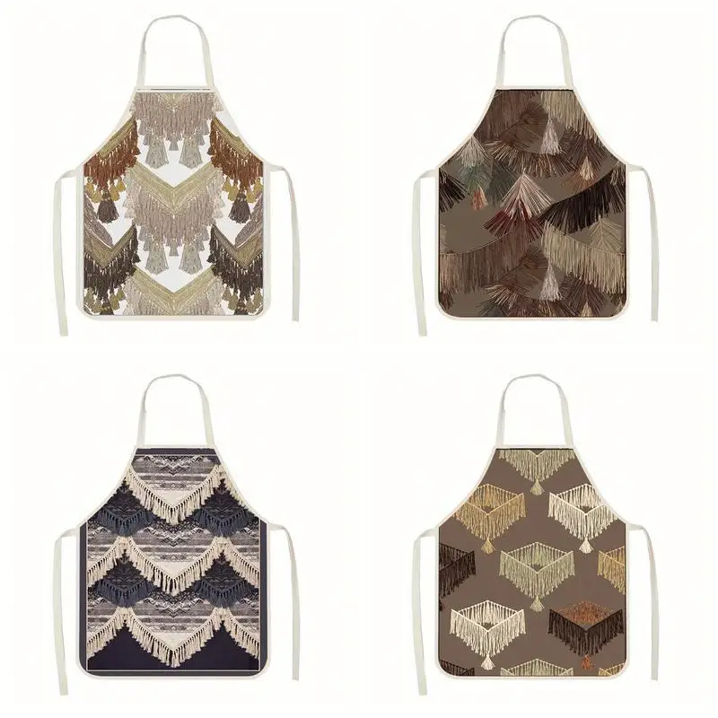 

Tassel Pattern Aprons Linen Apron, Suitable For Kitchen Cooking, Parent-Child Interaction, Painting And Other Scenarios