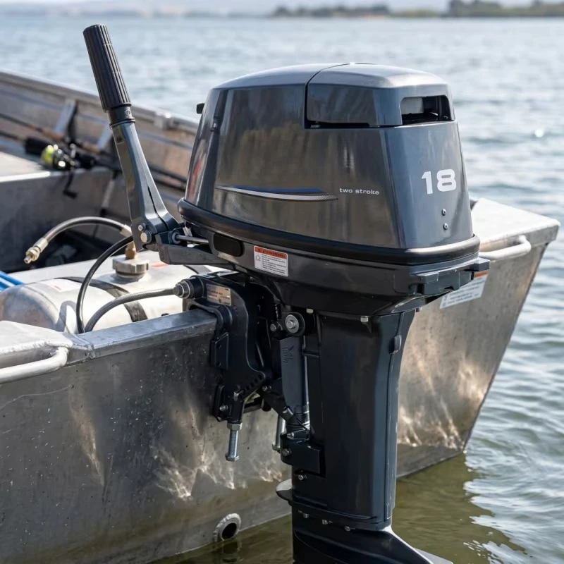 18HP 2 Stroke 2 Cylinder Water Cooled Outboard Engine Manual Tiller Handle Control Fishing