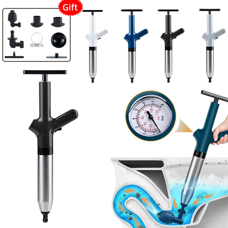 

Toilet Clogged Unclogging Sewer Pipe Unblocker Air Drain Blaster Toilets Bathroom Shower Bathtub High Pressure Drain Plunger