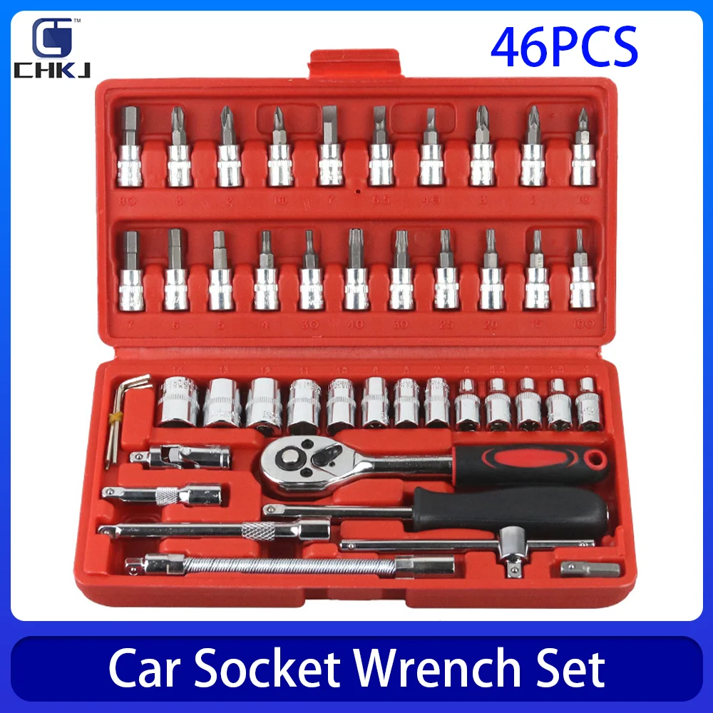 

CHKJ Wrench Set 46 Pcs Tool Kit For Car Tool Screwdriver And Bit Ratchet Torque Quick Wrench Spanner Wrench Socket Key Hand Tool