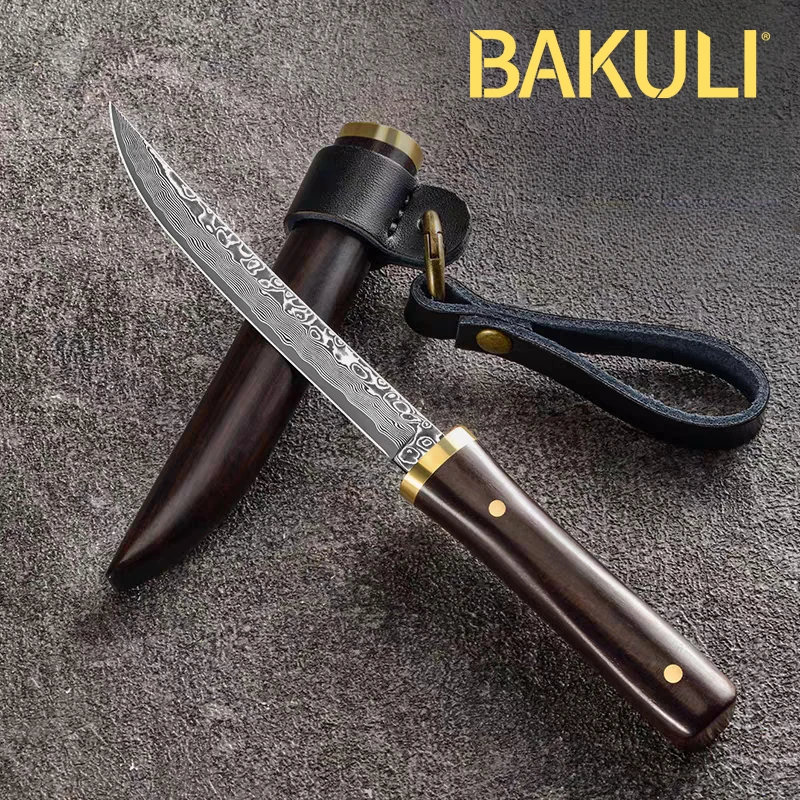 

BAKULI-высококачественный уличный карманный нож с ручкой из цельного дерева с подарочной упаковкой, нож для кемпинга и приключений на открытом воздухе