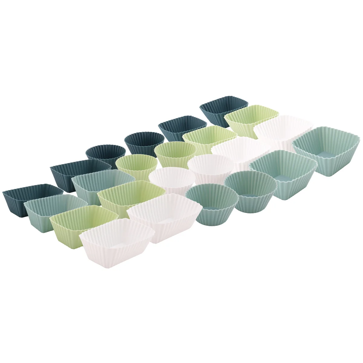 Silicone Cupcake Liners, 24Pack Reusable Baking Cups, 3 Shapes Muffin Liners Pastry Cake Molds, Lunch Box Dividers