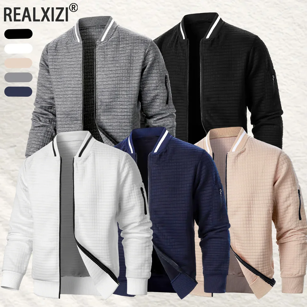 

Spring and Autumn Men's Long Sleeve Zipper Jacket Stand Up Coats Sport Outdoor Sweatwear Men Winter Warm Jacket Sweatshirts