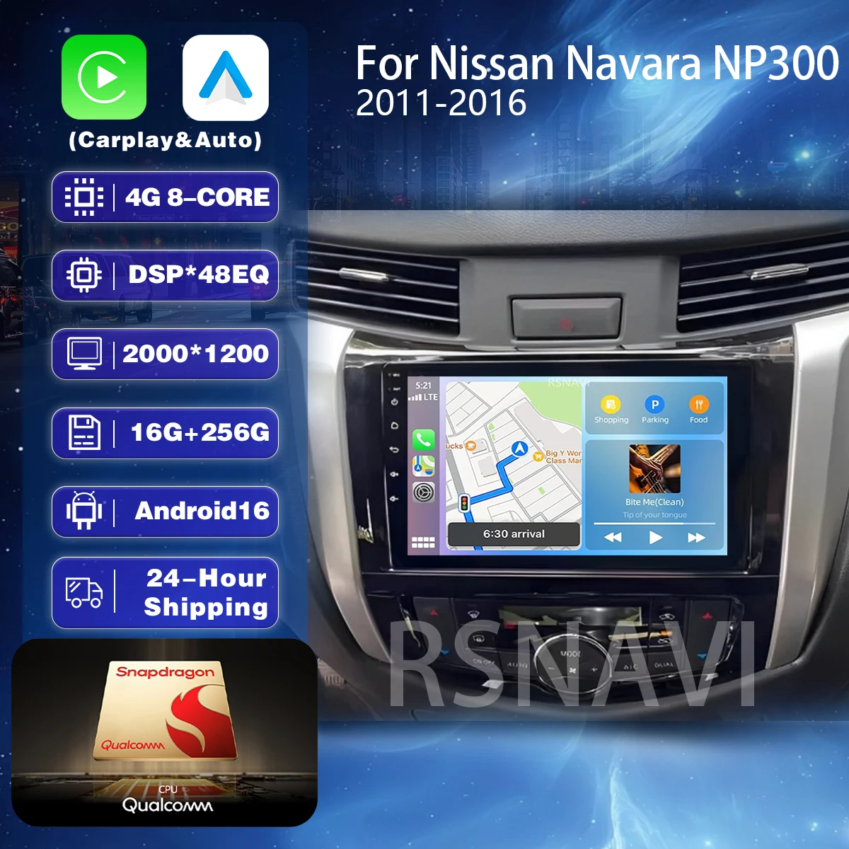 Radio Multimedia para Auto con Pantalla 2K, Android 16, Carplay, GPS para Nissan NAVARA Frontier NP300 2015-2018, Autoradio Estéreo