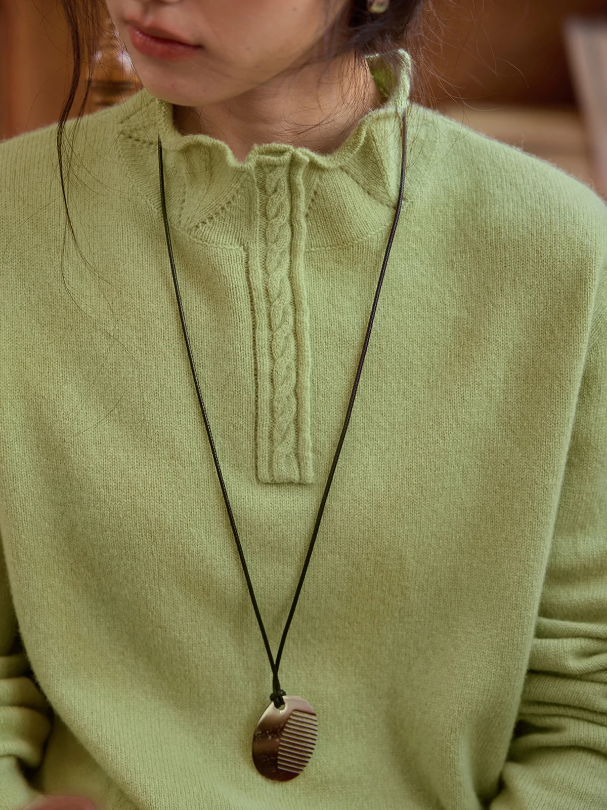 

Solighter Women's Camere Blend Knitted Sweater Stand Collar Slimming Autumn New Sle Comfortable Straight Fit Long Sve