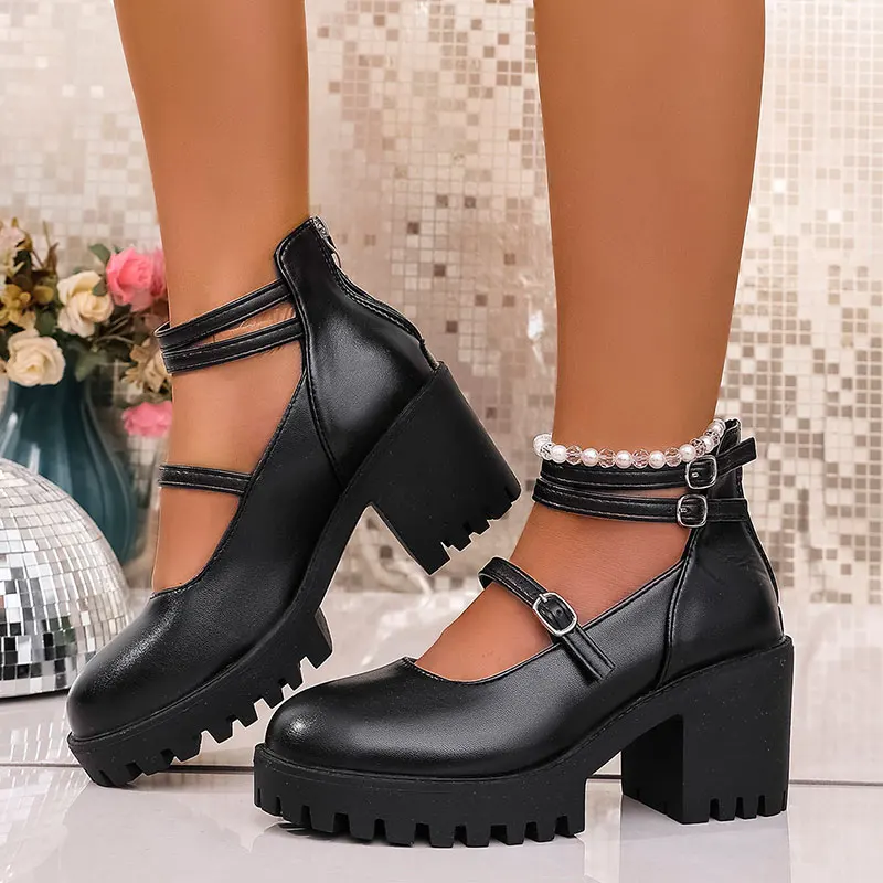 

High Heels Women Mary Janes Shoes Woman Platform Fashion Sandals Women Summer New Dress Lolita Shoes Chunky Pumps Zapatos Mujer