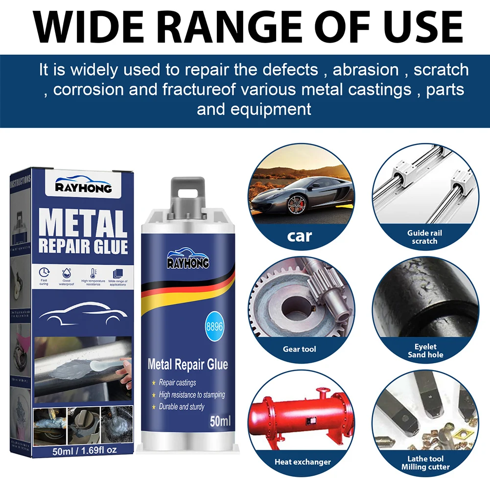 High Strength Metal Repair Adhesive 50ml 100ml Epoxy Resin for Crack Filling and Metal Bonding Suitable for DIY Repairs