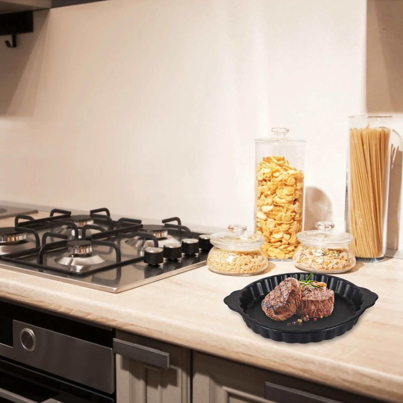 

Ceramic Baking Dish 1Pcs High Quality Safe Practical Anti-Scald Handles Fine Workmanship Rounded Edges Long-Lasting