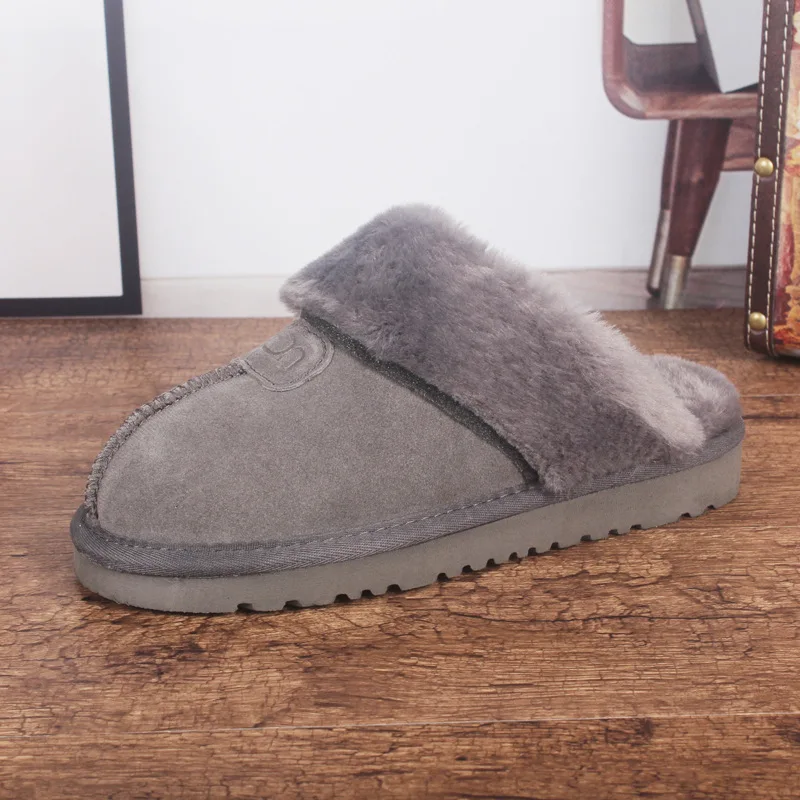 2023 Women&Man Home Slippers High Quality Wool Slippers Winter Fur Female Warm Indoor Soft Wool Lady Shoes