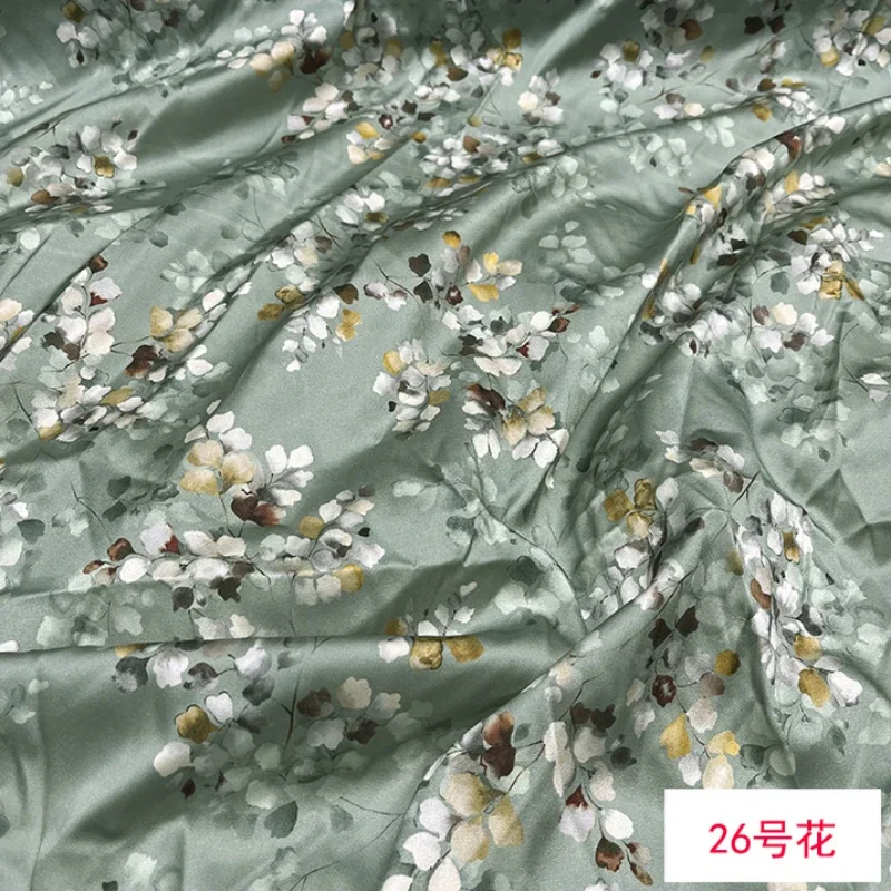 Summer Mulberry Silk Stretch Satin Printed Satin Fabric Spring Summer for Dress Cloth Per Meter for Sewing Diy Spandex Material