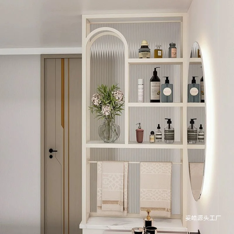 

Modern simple cream style bathroom washstand wet and dry area bedroom shelf half wall screen partition cabinet