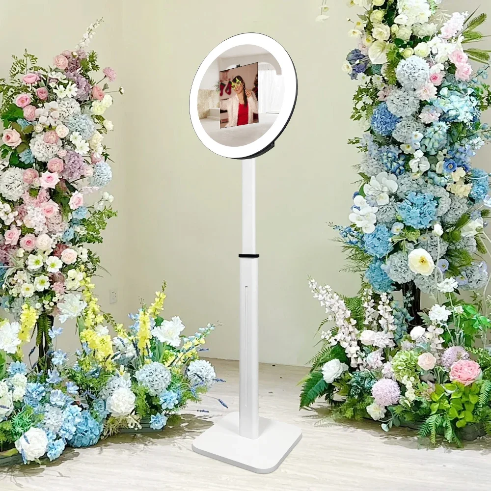 LED Ringlight Social Media Booth Portable Floor Stand Photo Booth Kiosk Station for 9.7-12.9