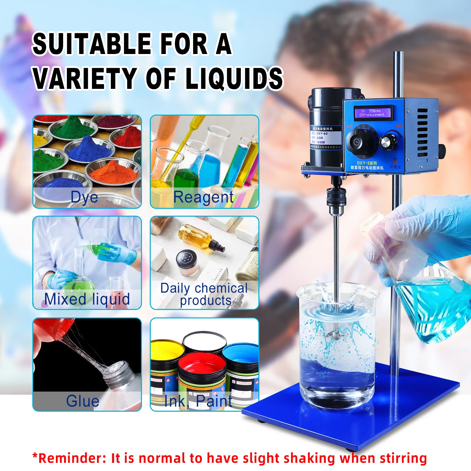 Xin Tester Laboratory Electric Mixer 25/35L Timing Digital Display Overhead Stirrer 1650r/m 220V