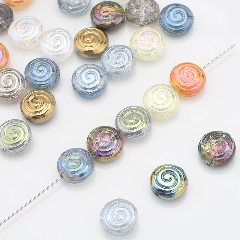 30Pcs 12mm Crystal Glass Loose Round Beads Screw Thread Shape Pendants For DIY Making Jewelry Earing Necklace Garment Accessory