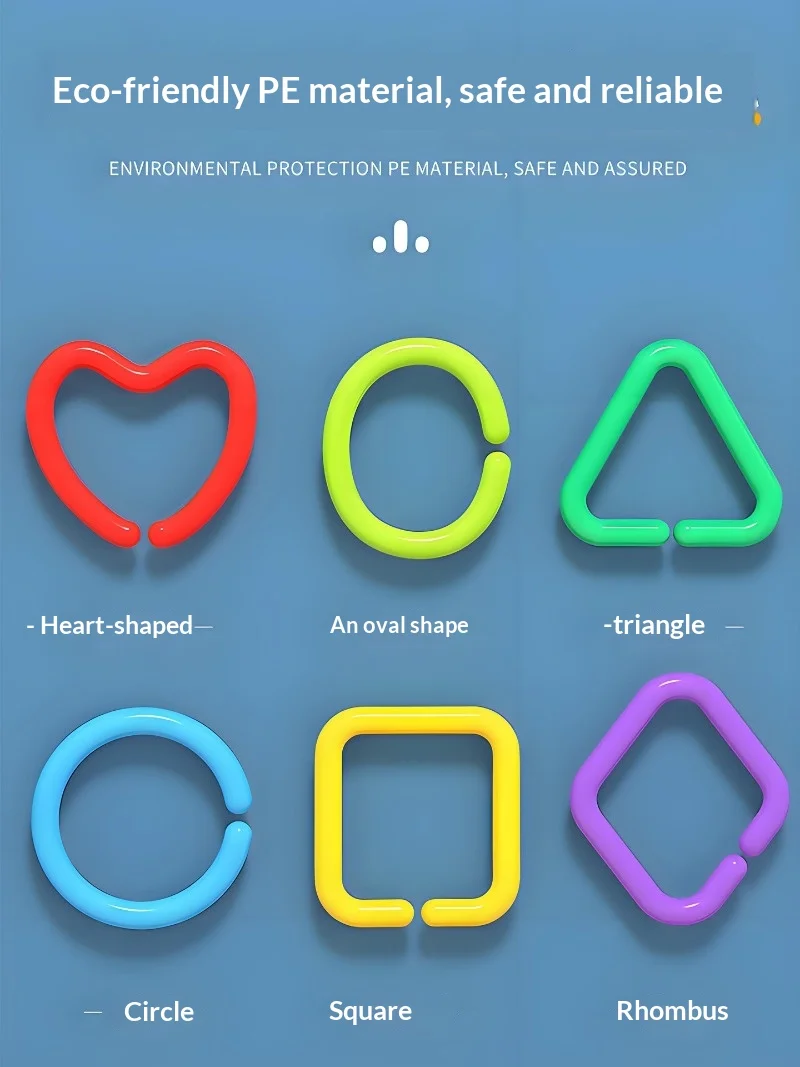 Blocos de construção intertravados de plástico para educação infantil, links de conexão geométricos, brinquedos de montagem para crianças.