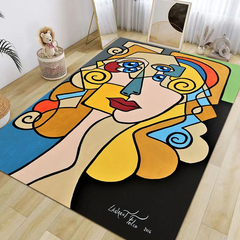 15 Sizes Picasso Style Painting Printed Carpet Fashion Mat Non -slip Carpet Rug Outdoor Carpet Door Mat Play Mat Birthday Gift