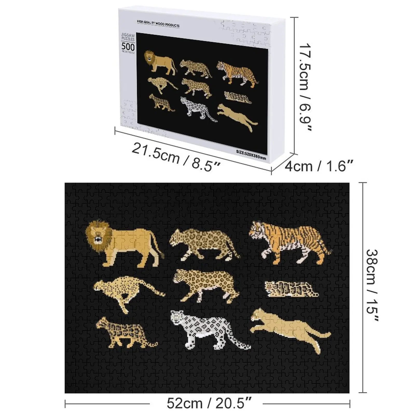 Gros chats-le spectacle d'images pour enfants Puzzle Photo pour enfants Puzzle de jouet personnalisé en bois personnalisé