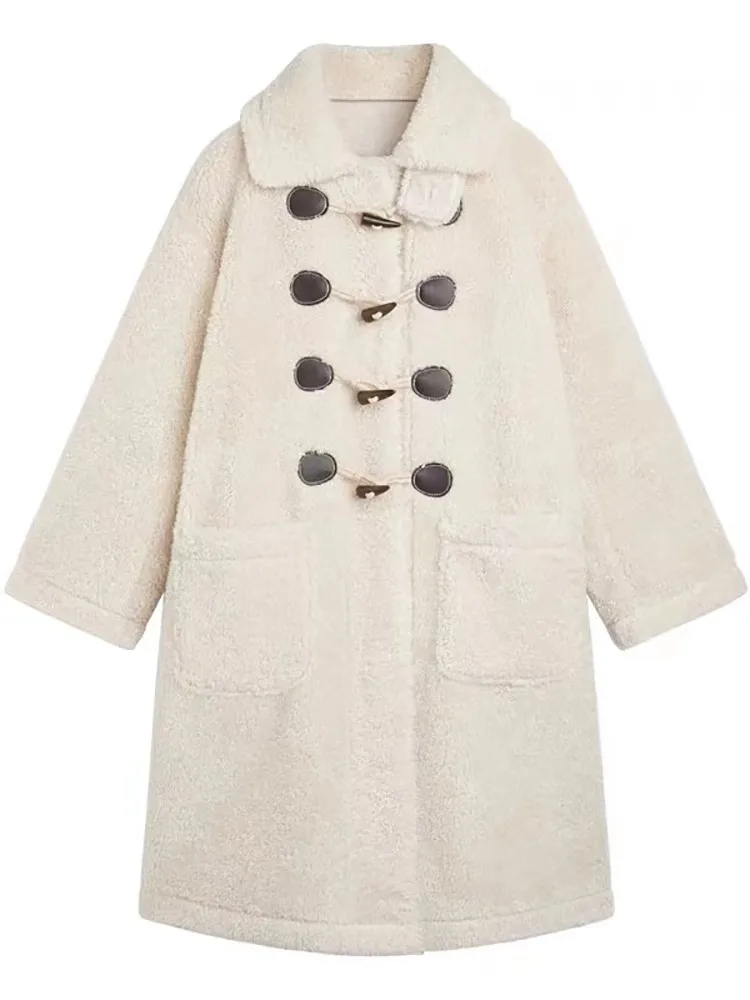 

Corner button lamb wool coat women's Korean version thickened plush coat