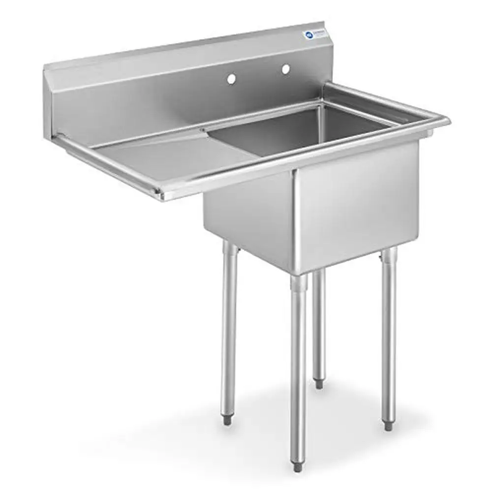 Stainless Steel 1 Compartment NSF Utility Sink Left Drainboard 18