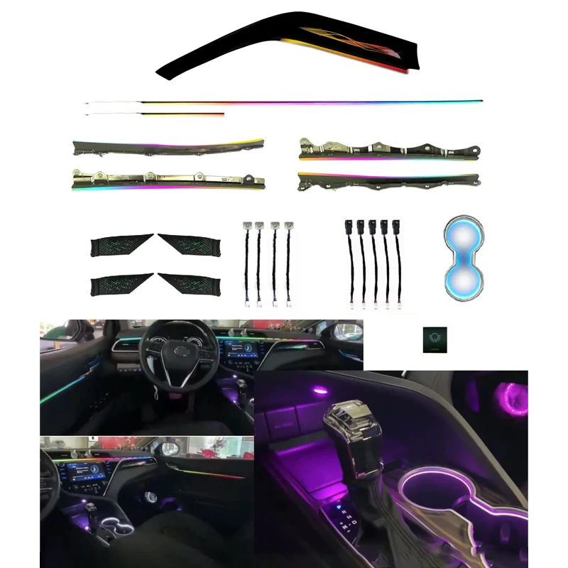 21 in 1 Symphony Car Ambient Light Rainbow Galaxy 64 Colors for Toyota Camry 2018-2022 Rainbow Galaxy Decoration Atmosphere Lamp