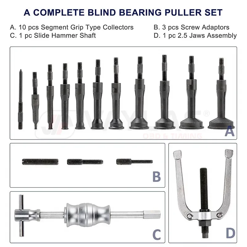 16Pcs Car Inner Hole Bearing Puller Removal Bearing Extractor Puller Inner Bearing Races Tools Set