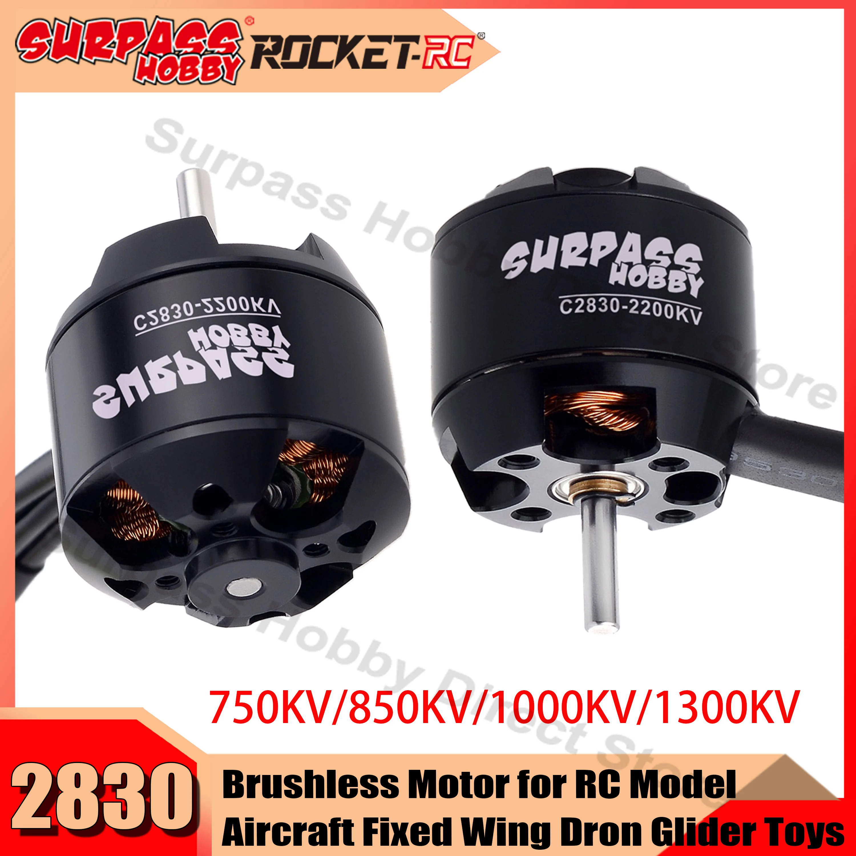 

SURPASS HOBBY 2830 750KV/850KV/1000KV/1300KV Outrunner Brushless Motor for RC Model Fixed Wing Dron Glider Warbird Drone Toys