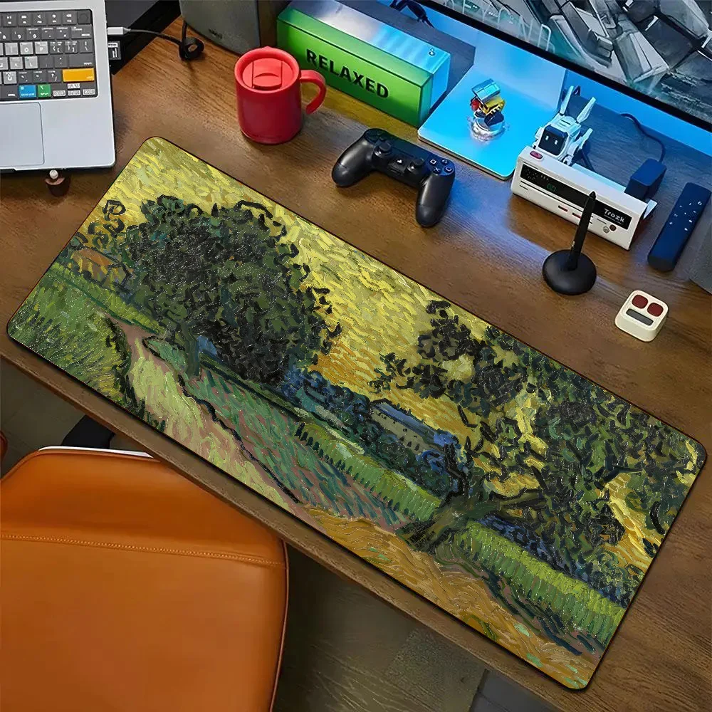 1PC panas abstrak Van Gogh Non-slip Mouse Pad cocok untuk komputer kantor laptop e-sport permainan meja tikar XXL Keyboard