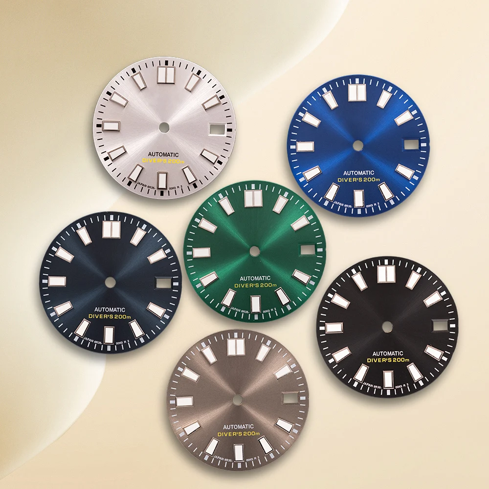 28.5mm logotipo s sub/skx007 dial fit nh35/nh36 movimento c3 forte verde luminoso de alta qualidade nh35 acessórios de modificação de relógio