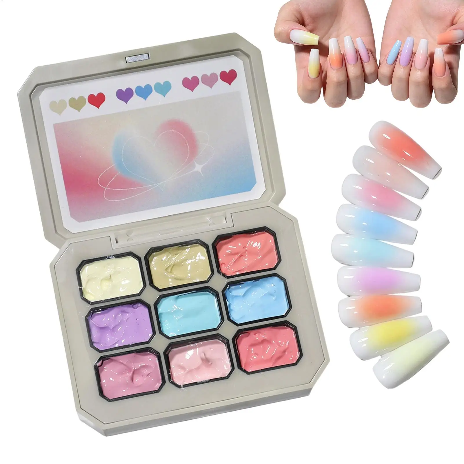 Nail Patting Gel 9Grid Nude Pink Patting Gel Nail Polishs Gradient Effect Nail Arts Salon Design Long-Lasting Creamy nail Gel